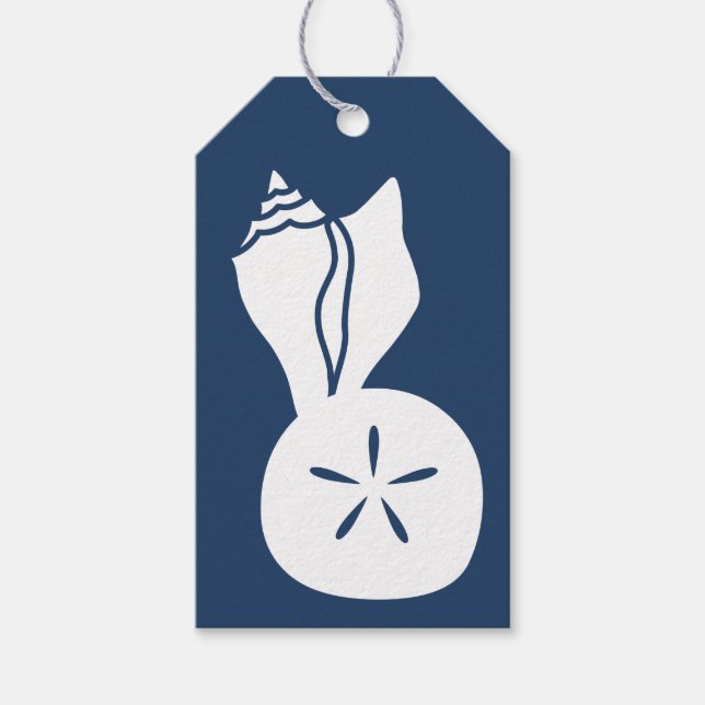 Sommar Seashells i Navy Gift Märkre Presentetikett (Framsidan)