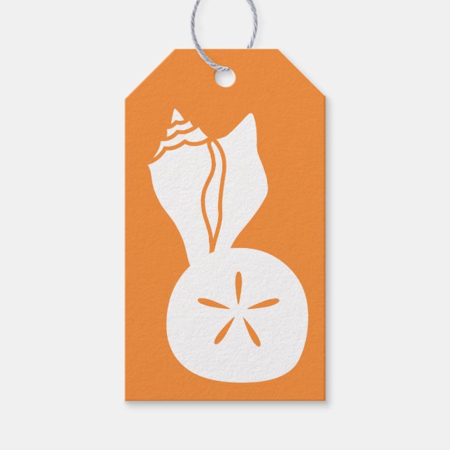 Sommar Seashells i Orange Gift Märkre Presentetikett (Framsidan)