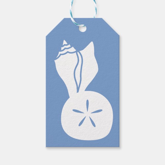 Sommar Seashells i Periwinkle Gift Märkre Presentetikett (Framsidan)