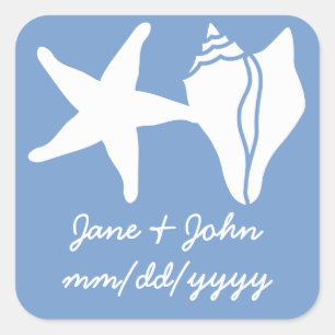 Sommar Seashells i Periwinkle Sticker Fyrkantigt Klistermärke