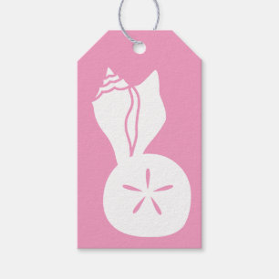 Sommar Seashells i Petal Rosa Gift Märkre Presentetikett