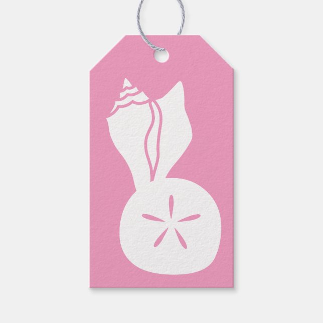 Sommar Seashells i Petal Rosa Gift Märkre Presentetikett (Framsidan)