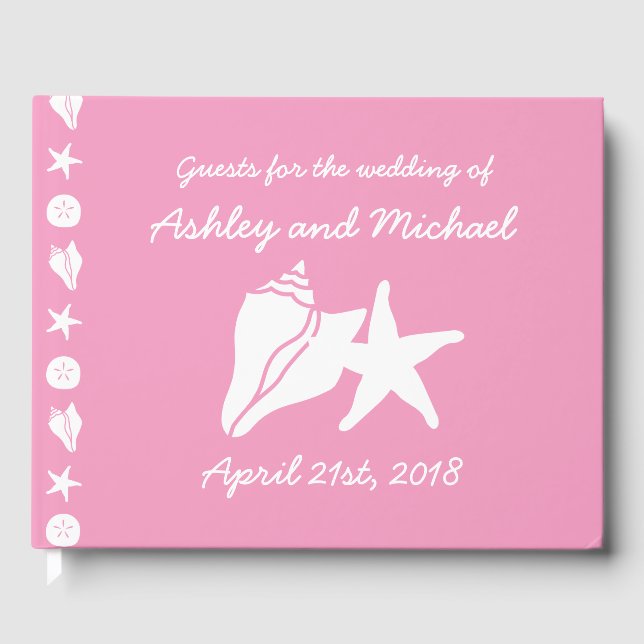 Sommar Seashells i Petal Rosa Guest Bok (Framsida)