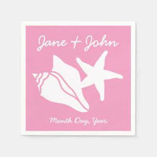 Sommar Seashells i Petal Rosa Napkins Pappersservett