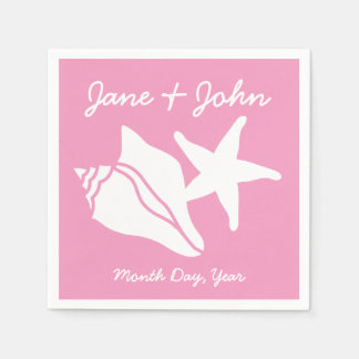 Sommar Seashells i Petal Rosa Napkins Pappersservett