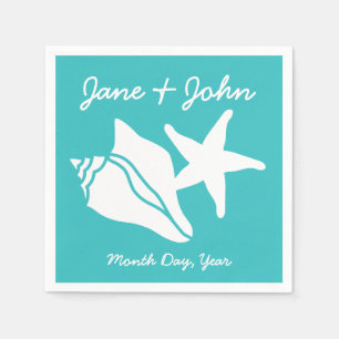 Sommar Seashells i Turquise Napkins Pappersservett