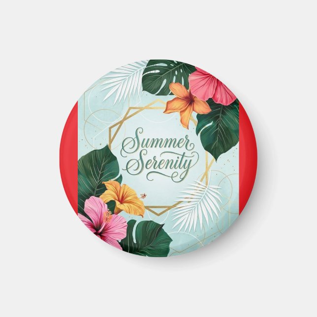  Sommar Serenitet Tropisk Hibiskus Blommig  Magnet (Framsidan)