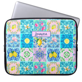 Sommar-siciliansk turkos färglös azulejo Amalfi Laptop Fodral