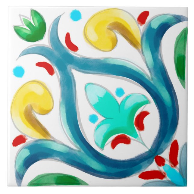 Sommar,sicilianska plattor,majolica,keramiskt plat kakelplatta (Framsidan)