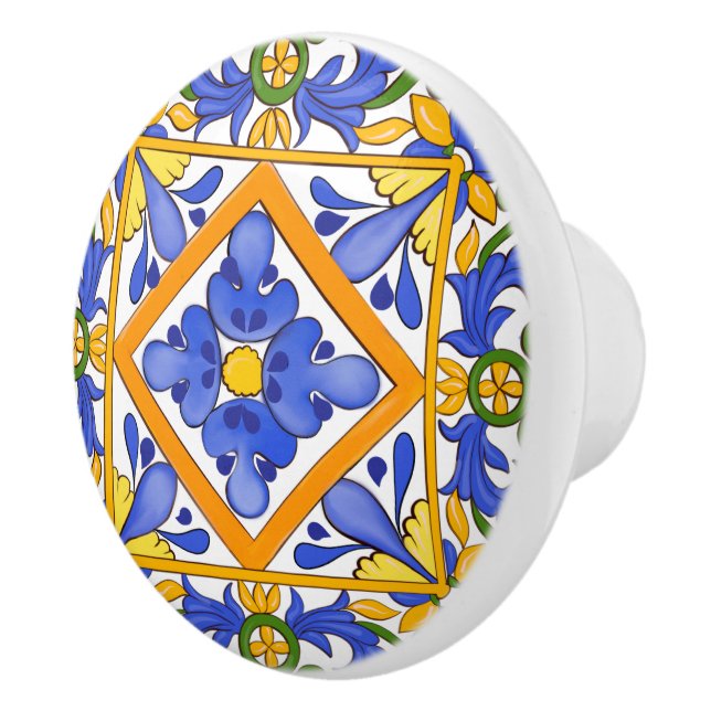 Sommar,Sicilianska plattor,majolica,Medelhavet   Knopp (Höger)
