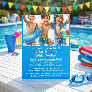 Sommar sim barn födelsedags pool party inbjudan reklamblad