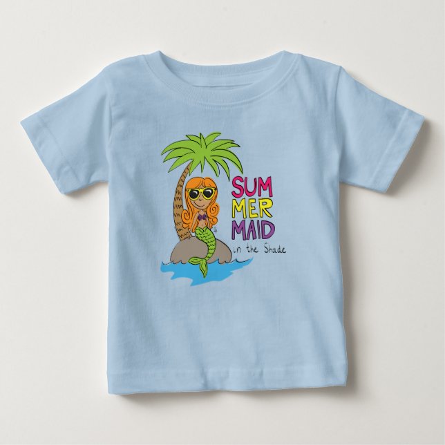 Sommar Siren Söt Baby T-Shirt Blå (Framsida)