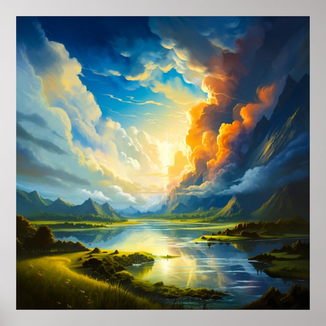 Sommar Sjö - fyraårslånga illustrationer Poster (Framsidan)