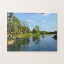 Sommar Sjö Illinois. Julhälsningar Pussel