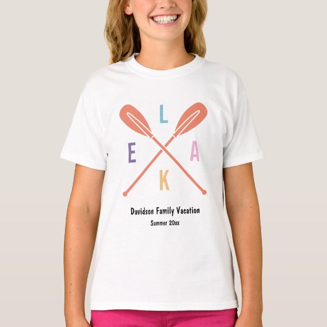 Sommar Sjö Paddles in Pastel Matching Family Kid T Shirt (Framsida)