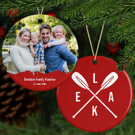 Sommar Sjö Paddles-text + Photo Red-jul Julgransprydnad Keramik