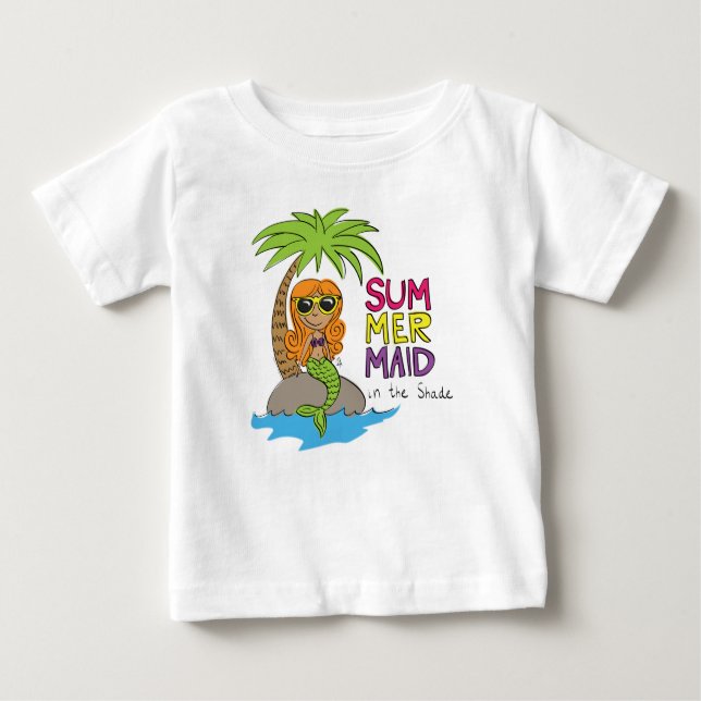 Sommar Sjöjungfru Cute Baby T-Shirt White (Framsida)