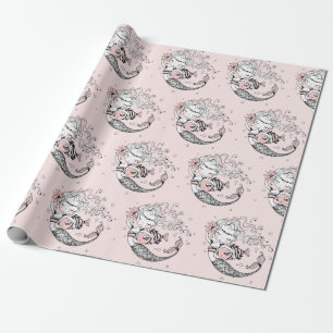 Sommar Sjöjungfru Girls Birthday Rosa Presentpapper