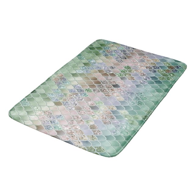 Sommar Sjöjungfru Glitter Scales #10 (Faux Glitter Badrumsmatta (Vinklad)