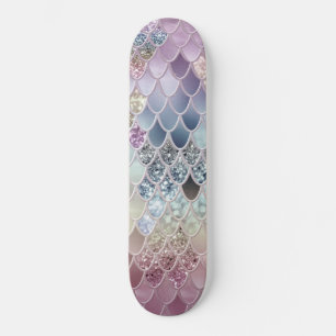 Sommar Sjöjungfru Glitter Scales #13 (Faux Glitter Mini Skateboard Bräda 18,5 Cm