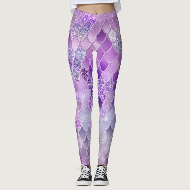 Sommar Sjöjungfru Glitter Scales #14 (Faux Glitter Leggings (Framsida)