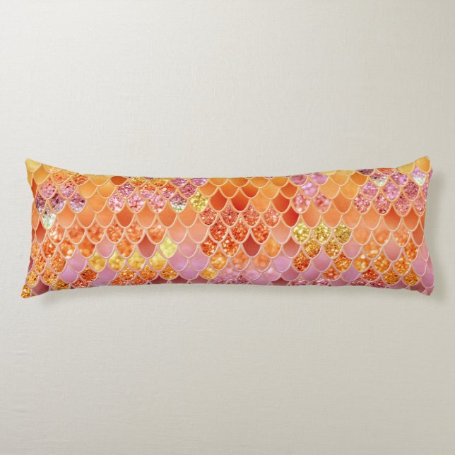 Sommar Sjöjungfru Glitter Scales #4 (Faux Glitter) Kroppskudde (Framsidan)