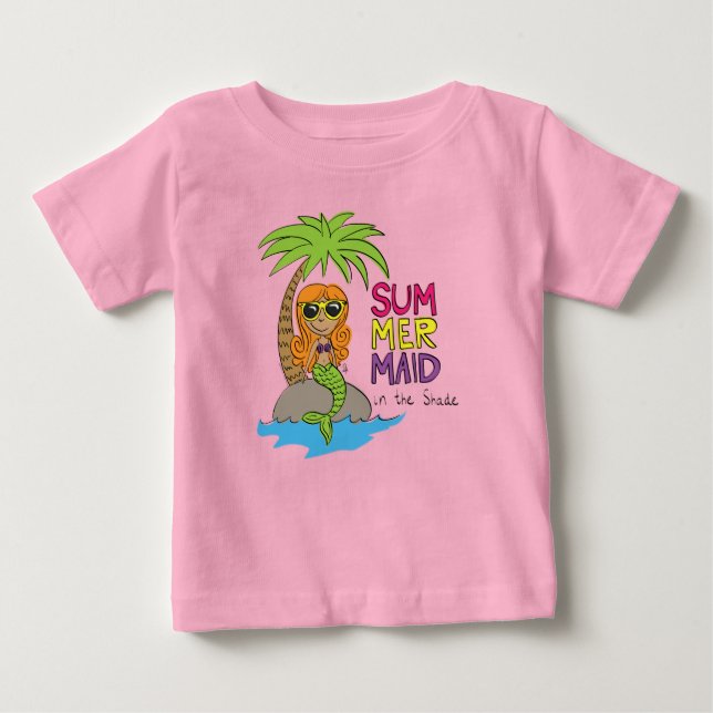 Sommar sjöjungfru söt baby t-shirt rosa (Framsida)