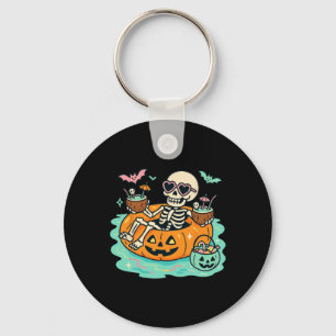 Sommar Skeleton i Pumpkin Flyt Cute Spooky Bassäng Nyckelring