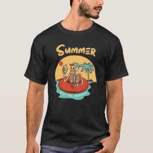 Sommar Skelett Strand Vibes Herr Retro Grafisk T Shirt