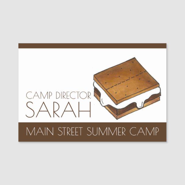 Sommar Sleepaway Camp Counselor S'mores Smores Namnbricka (Framsida)