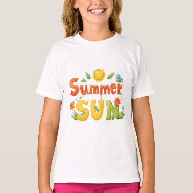 Sommar Sol Illustration T Shirt (Framsida)