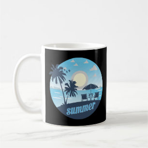 Sommar, Sol, persikor, stolar, paraply och Handfla Kaffemugg