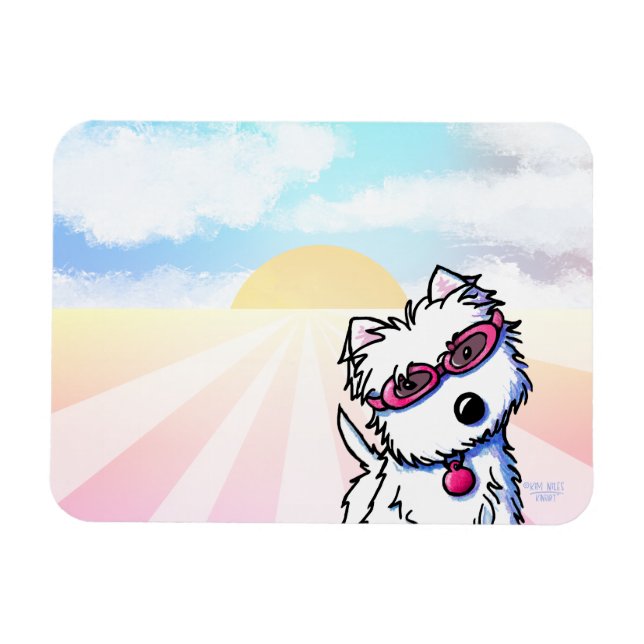 Sommar Sol Westie Magnet (Horisontell)