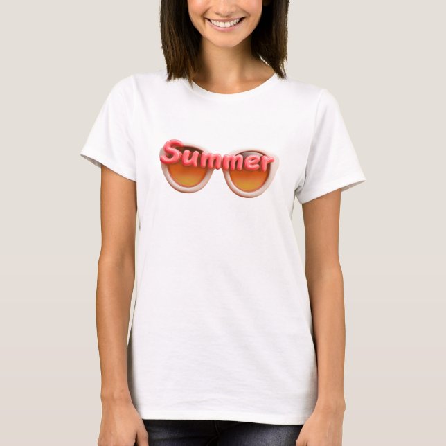 Sommar Solglasögon Typografi Design T Shirt (Framsida)