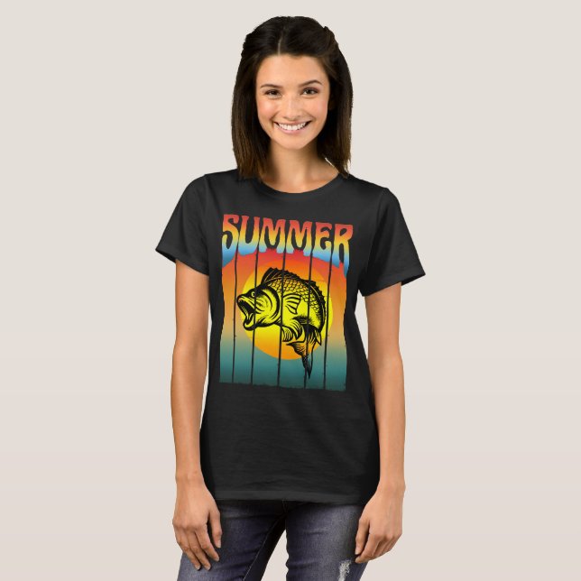 SOMMAR SOLNEDGÅNG FISKE T SHIRT (Hel framsida)
