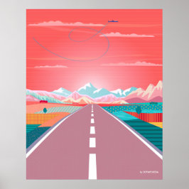 Sommar Solnedgång Himmel, Road Trip till Rocky Mou Poster