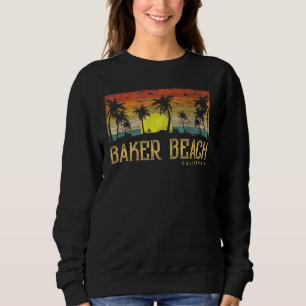 Sommar solnedgång palmträd vintage Kalifornien Bak T Shirt