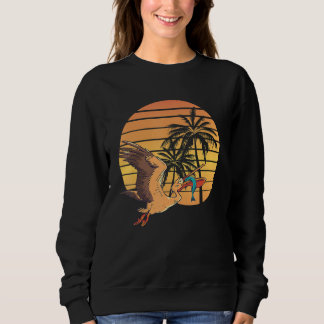 Sommar Solnedgång Pelikan Fågel Djur Fisk Fånga Tr T Shirt