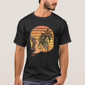 Sommar Solnedgång Pelikan Fågel Djur Fisk Fånga Tr T Shirt