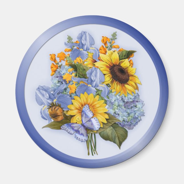 Sommar Solros Bouquet Magnet (Framsidan)