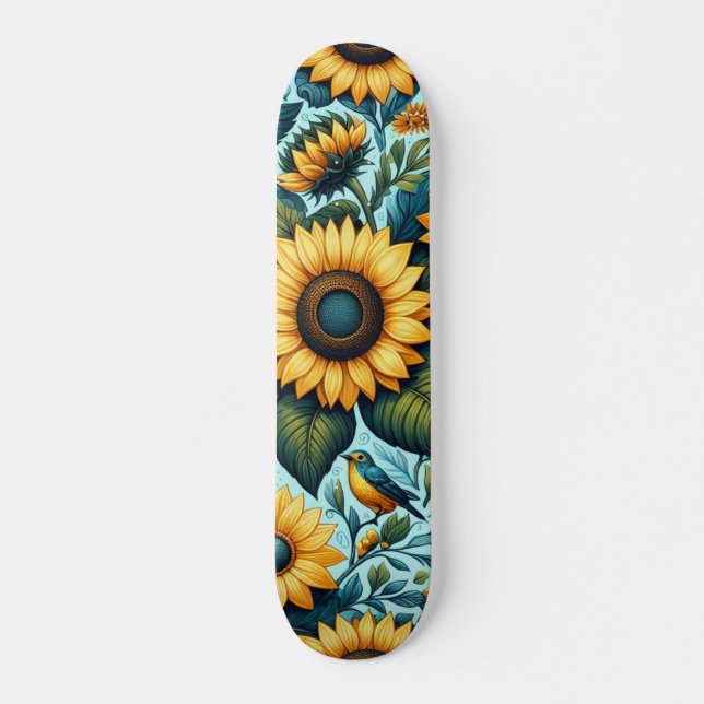 Sommar/solros/fågel Mini Skateboard Bräda 18,5 Cm (Framsida)