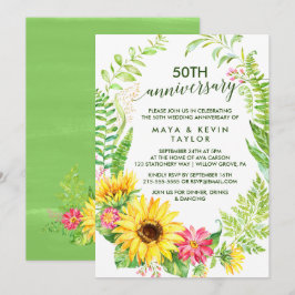 Sommar Solroskrans 50-års bröllopsjubileum Inbjudningar