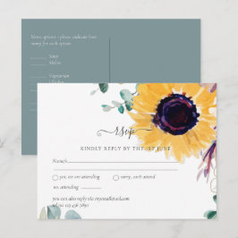 Sommar Solrosor Eukalyptus Grönska Bröllop Vykort