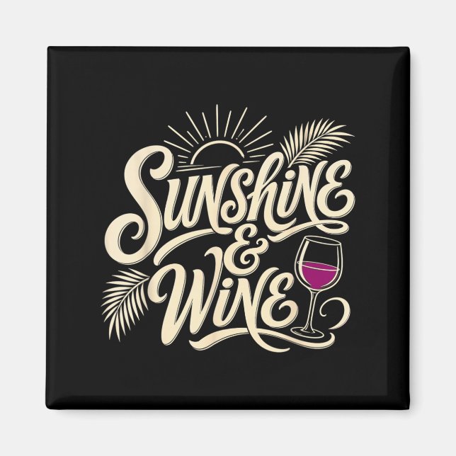 Sommar Solsken Och Vin Strand Semester Drickare Magnet (Framsidan)