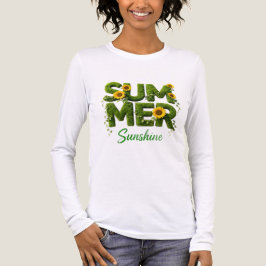 Sommar Solsken Solros Gräs Typografi Lång Sl T Shirt