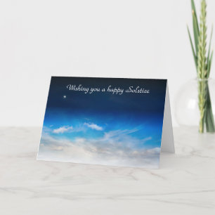 Sommar Solstice Blessings med blå himmel och måne Kort