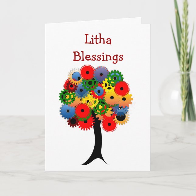 Sommar Solstice Blessings med färgstarka träd Lith Kort (Framsida)