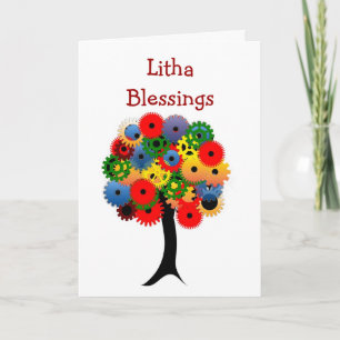 Sommar Solstice Blessings med färgstarka träd Lith Kort