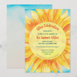 Sommar Solstice Solros Sol Wiccan Litha Party Inbjudningar