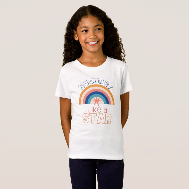 Sommar som en stjärna Boho Rainbow T Shirt (Hel framsida)